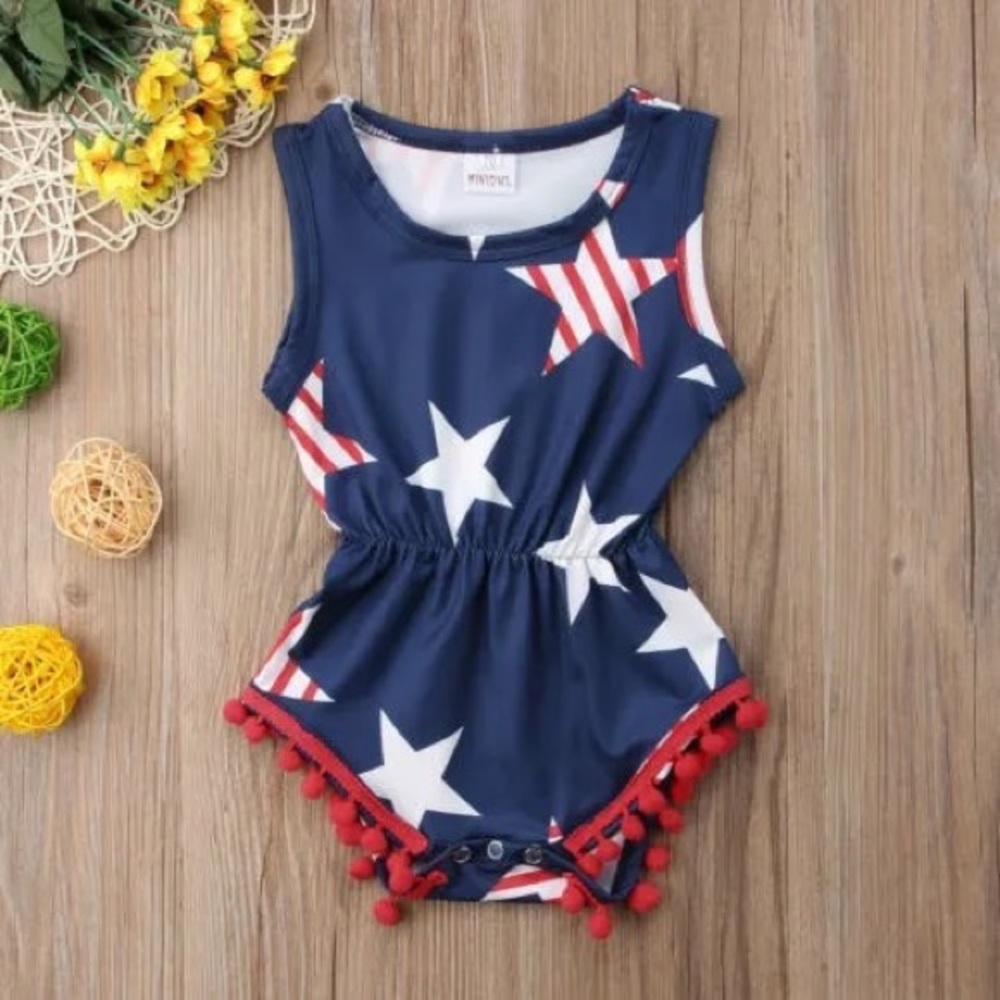 Fourth Of July Patriotic Star Romper